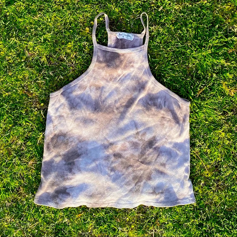 Tank Top Racerback Ribbed Thin Strap Grey Sz M